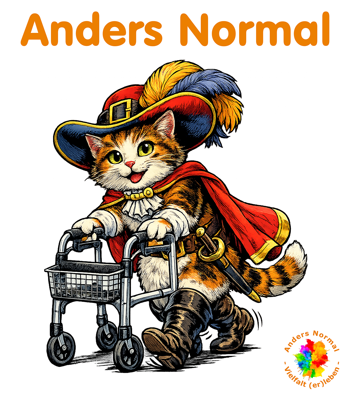 Gestiefelte Katze mit Rollator