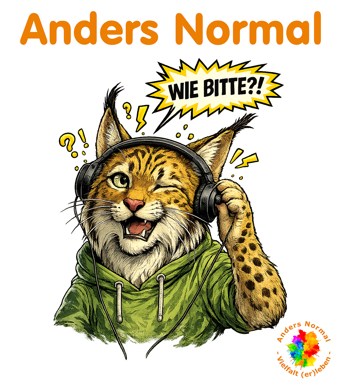 Luchs mit Kopfhörer