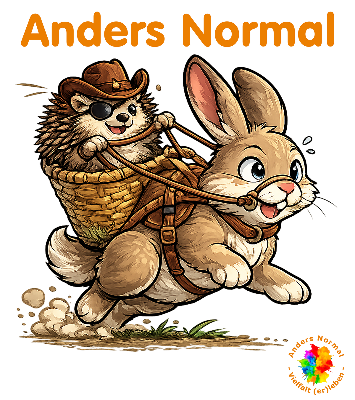 Igel reitet auf Hase